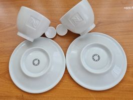 Nespresso 2 Tassen + 2  Teellerl, 85cl, all Weiss, rar gebr.