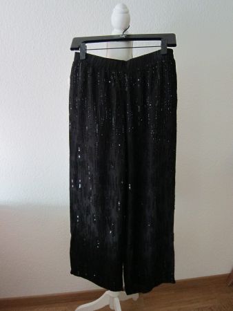 Hose Velvet mit Strasssteinen, schwarz, Viskose