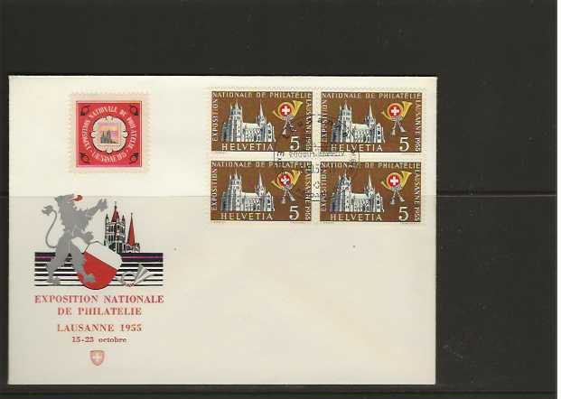 Buste & buste per spedizione: enveloppe exposition Lausanne 1955 – Usato da Sorvilier venduto da carose01