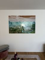 Wunderschönes Glasbild mit Bergpanorama, Top Zustand!