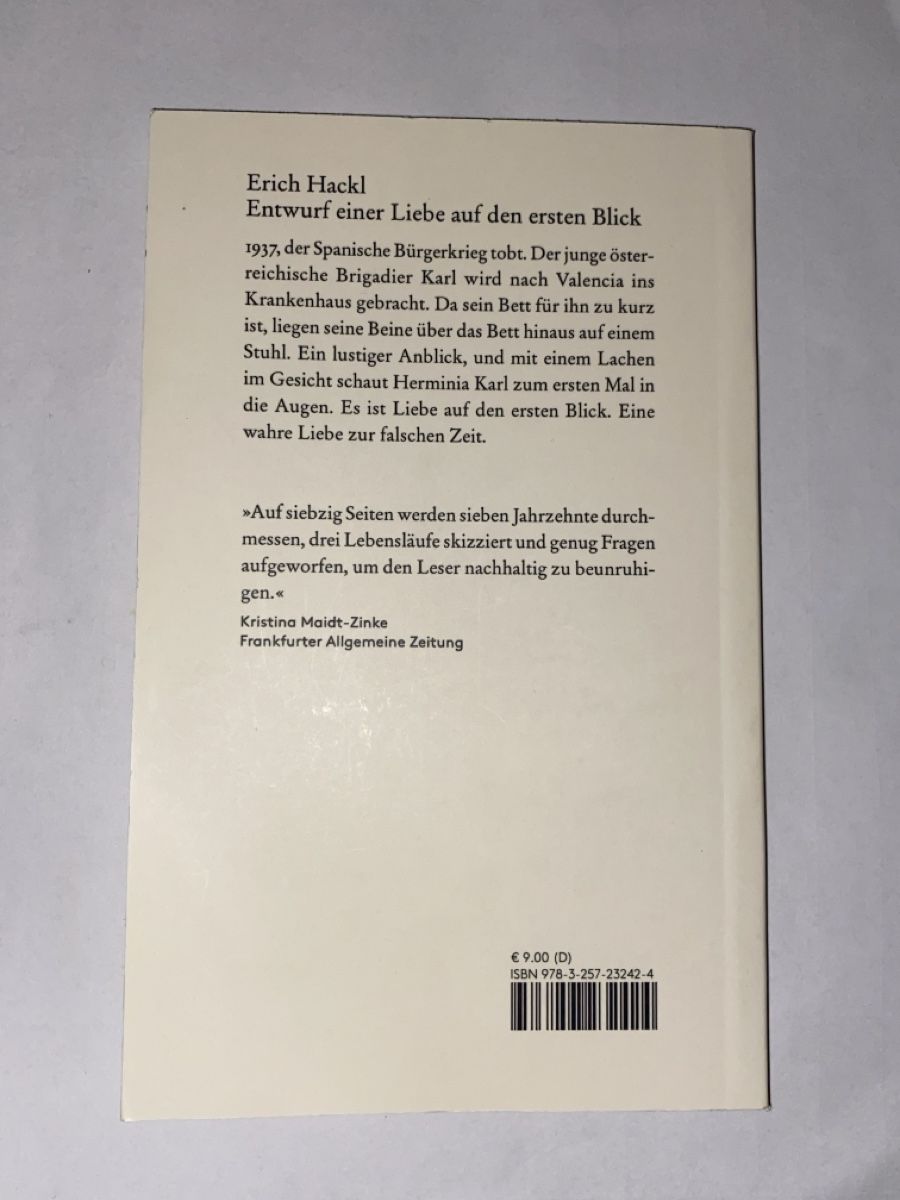 Libri: Entwurf einer Liebe auf den ersten Blick - Erich Hackl – Usato da Aarburg venduto da _edwina_ 1
