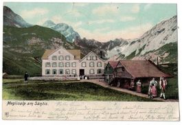 Meglisalp am Säntis, Gasthaus, belebt, gelaufen 1904