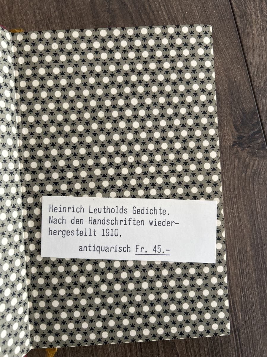 Libri: Heinrich Leutholds Gedichte 1910 – Usato da Amden venduto da Arven-Schmuck 3