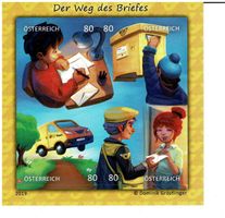 Der Weg des Briefes 4 Marken sk