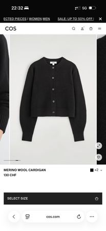 CARDIGAN NOIR COS EN LAINE MÉRINOS