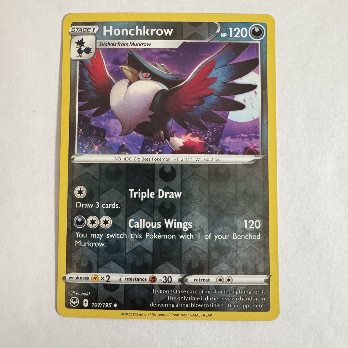 Pokémon Carte collezionabili: Pokémon Honchkrow - 107 / 195 - ENG – Nuovo (secondo la descrizione) da Staad SG venduto da miaCards