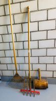 Laubrechen, Grabgabel, Gartenrechen, Holzhammer,(Upcycling)