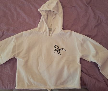 Damen Hoodie weiss mit Skorpion Motiv Grösse xxs