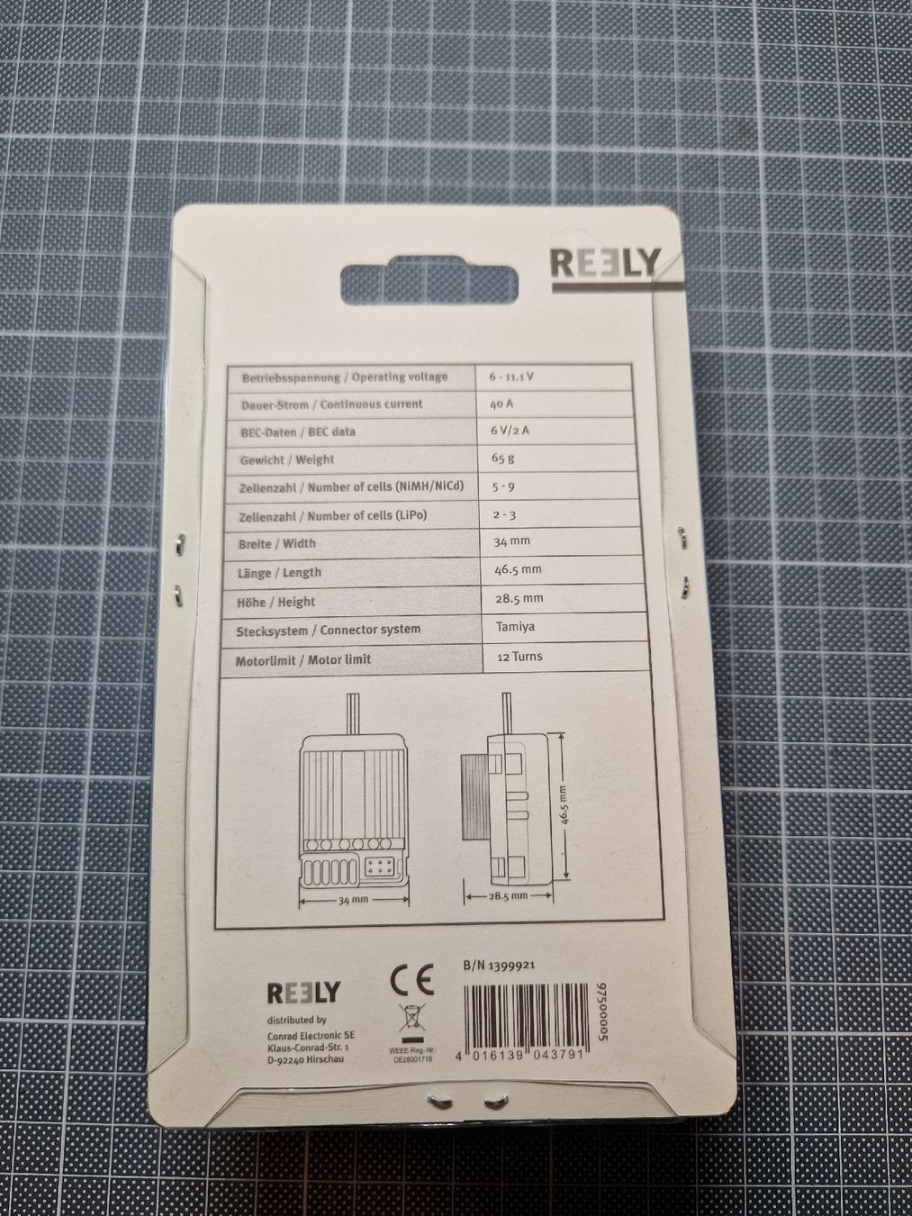 Reely Modellismo RC: REELY Brushed Fahrregler WP40 neu – Nuovo e nell'imballaggio originale da Ersigen venduto da feldschen 1