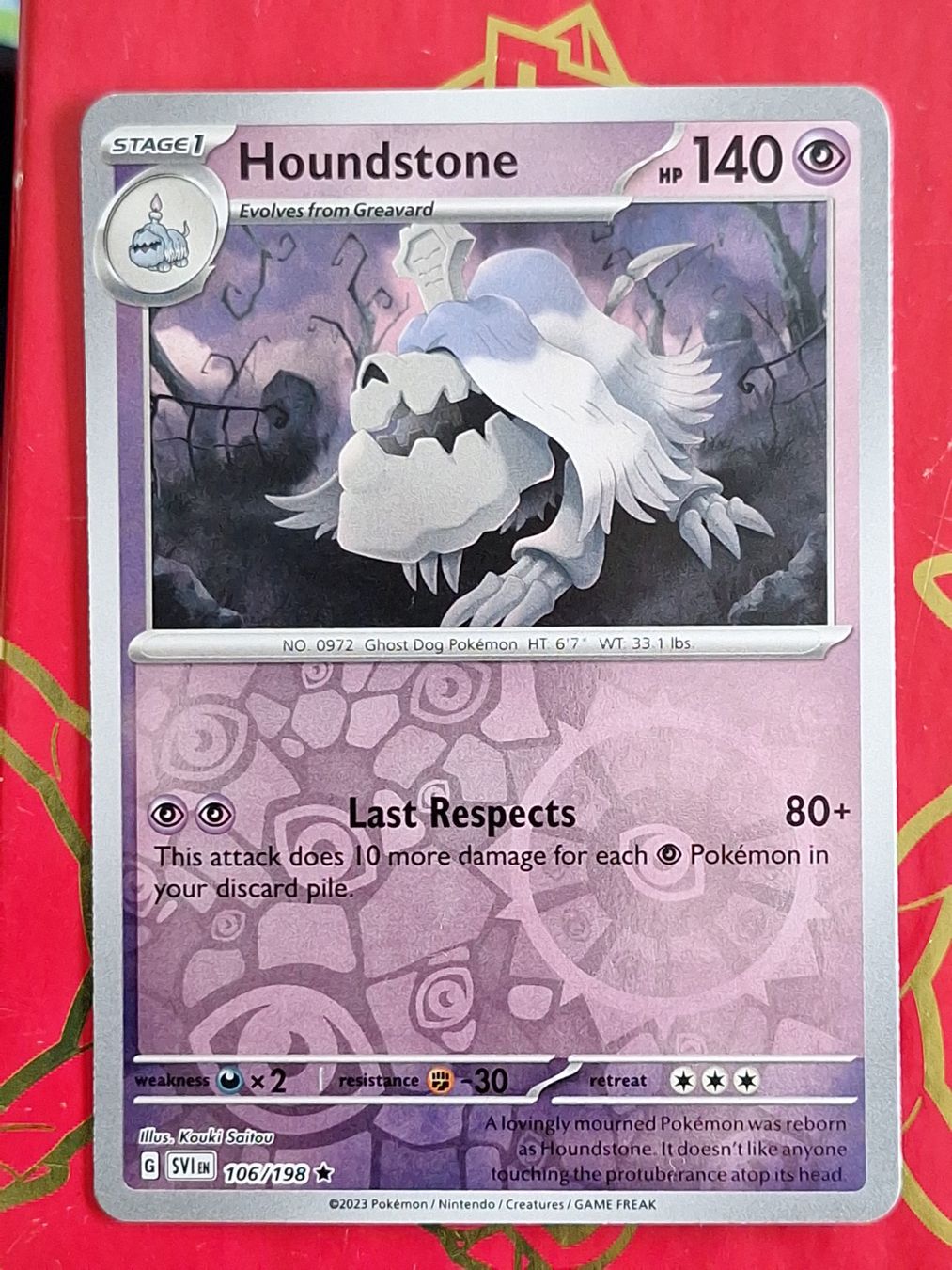 Pokémon Carte collezionabili: Houndstone - Pokemon Reverse Holo Scarlet Violet Base – Usato da Altstätten SG venduto da GGsGameshop