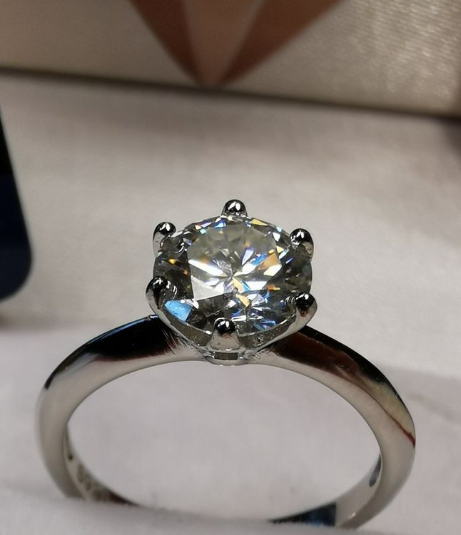 Bague argent avec diamants de moissanite de 2 ct certifié (Neu und