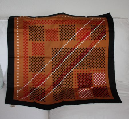 Foulard Tuch Schal schwarz-braun mit Punkte L75xB75cm
