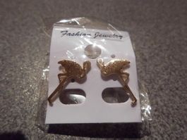 Ohrstecker Flamingo, goldfarbig