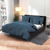 Bettwäsche nachtblau- 2 Kopfkissen50x70cm, 160x210cm-3er Set