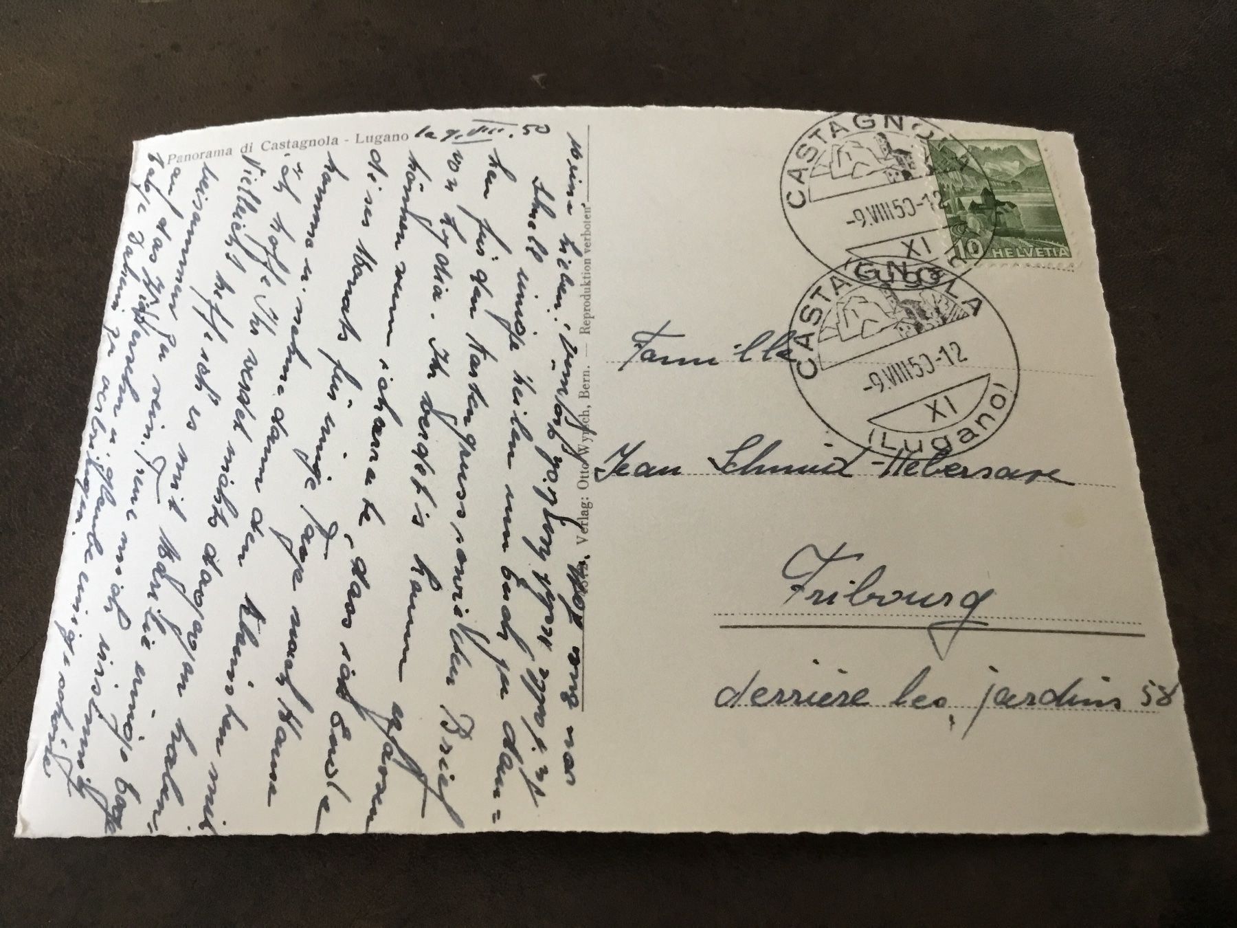 Cartoline postali: Lugano - Panorama di Castagnola – Usato da Kerzers venduto da Georges3210 1