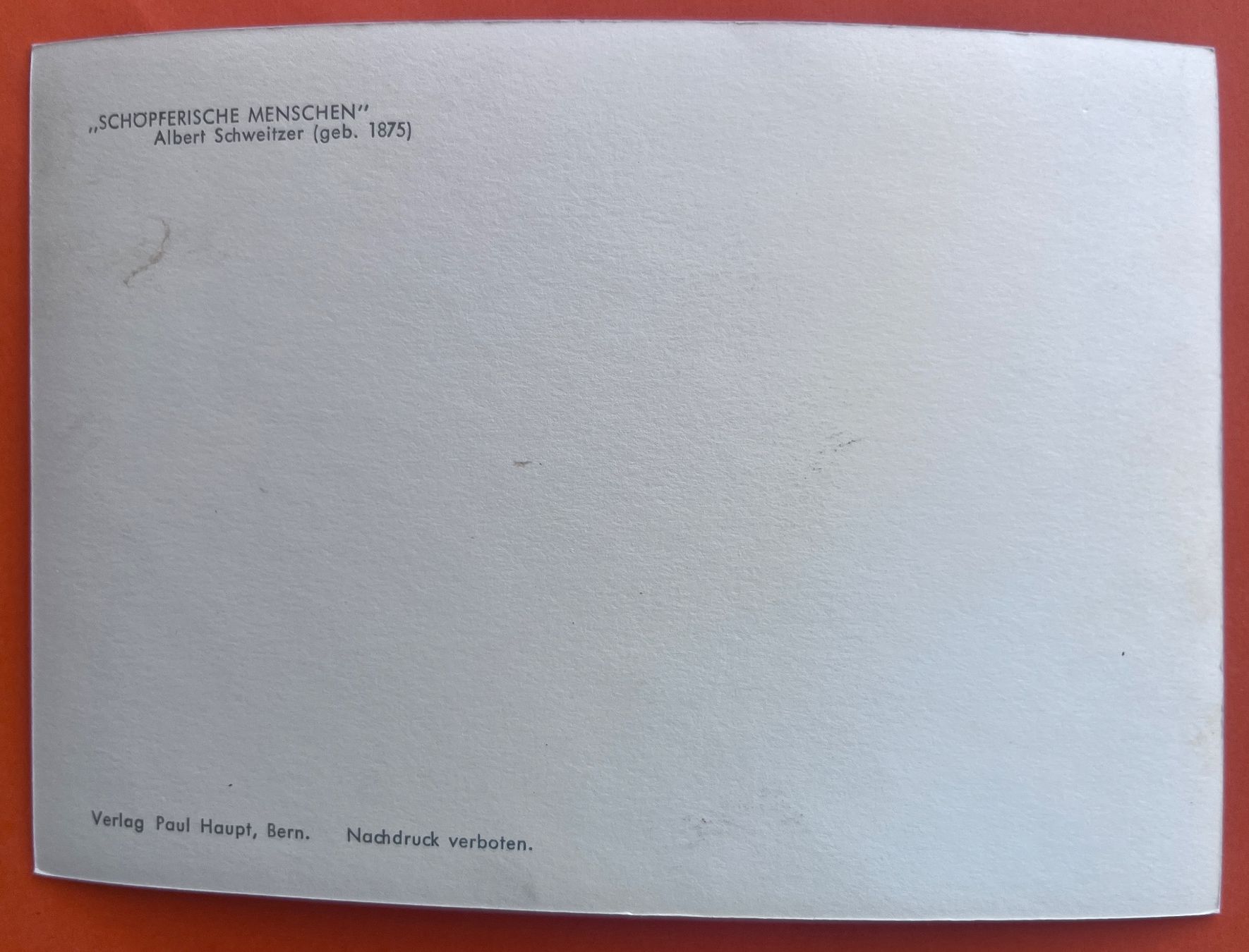 Cartoline postali: AK Albert Schweizer "Schöpferische Menschen" – Usato da Biberist venduto da Edelfloh 1
