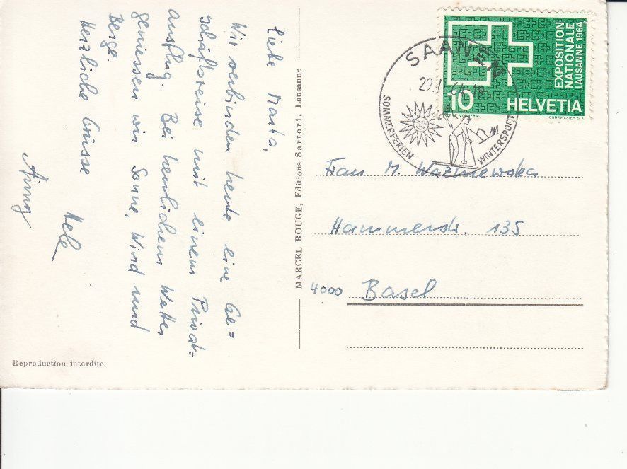 Cartoline postali: Saanen 1964 – Usato da Bürglen TG venduto da StampGraf 1