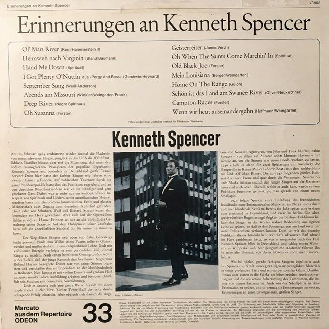 Schallplatten: Erinnerungen an Kenneth Spencer (LP) – Gebraucht aus Grüningen von azulvinyl 1