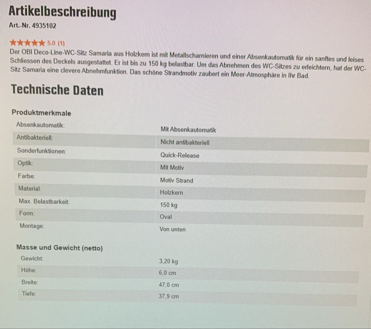 WC: OBI WC Sitz Samaria NEU NIE benutzt – Nuovo (secondo la descrizione) da Sementina venduto da RiccardoCo 3
