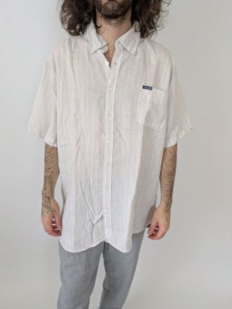 Leichtes Leinenhemd Gr. XL für Herren im Sommer, gestreift.