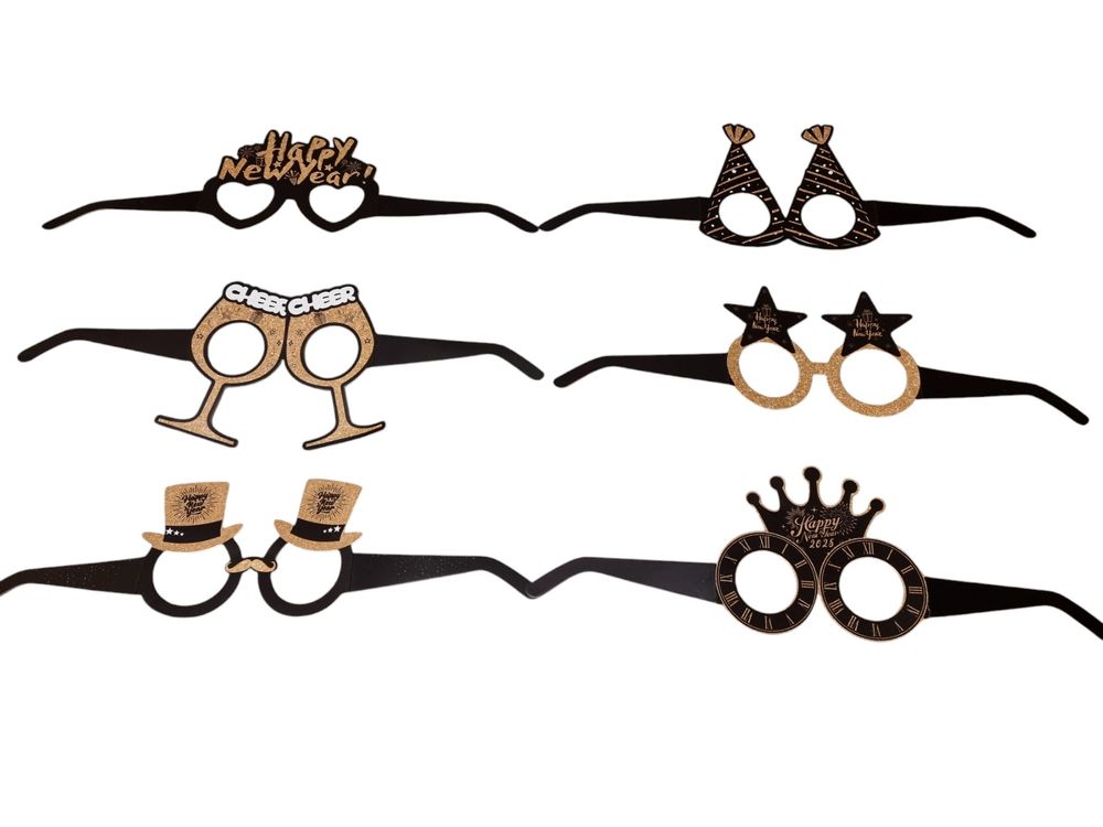 48-teiliges Silvester-Party-Set – Brillen & Stirnbänder 2026 In Schwarz, Gold, Silber