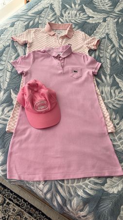 2 Lacoste Polo dresses and cap pink used