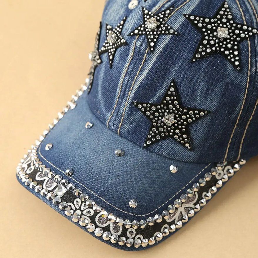 Copricapi, berretti & cappellini: Baseballkappe Jeansstoff Star Perlen - Casquette – Nuovo e nell'imballaggio originale da Lausanne venduto da FASHION-WORLD-SHOP 1