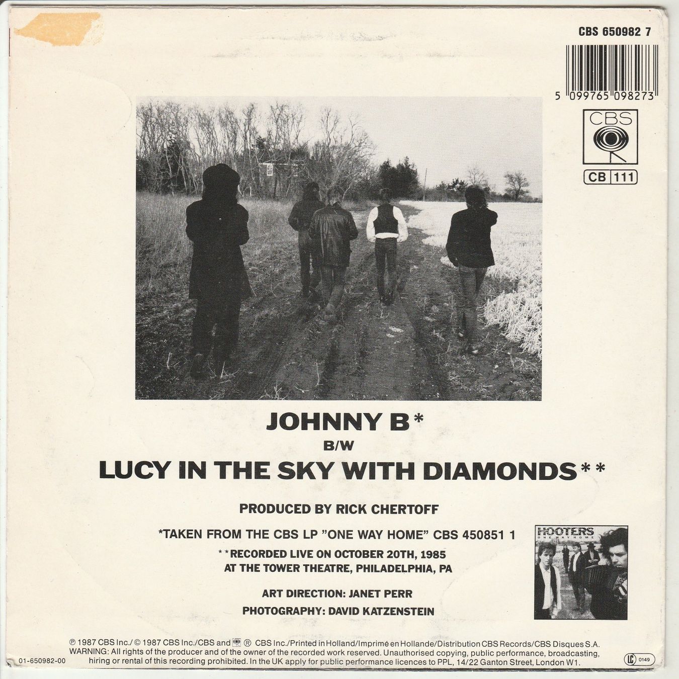 Schallplatten: Hooters - Johnny B 7" Vinyl 1987 – Gebraucht aus Tübach von JamesStone 1