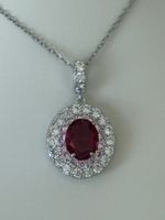 Luxus Elegante Kette Farbe : Silber Zirkonia weiss Rot