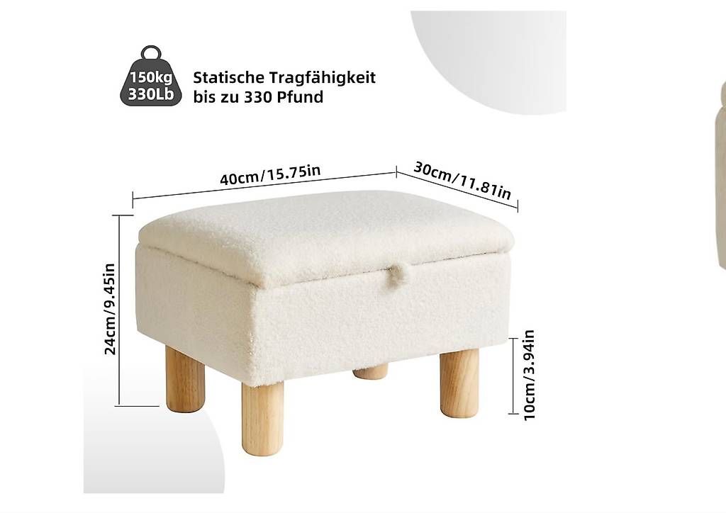 Tabourets: Hocker aufbewahrung teddy white  – Neuf avec emballage d'origine à Obergerlafingen par sero97 2