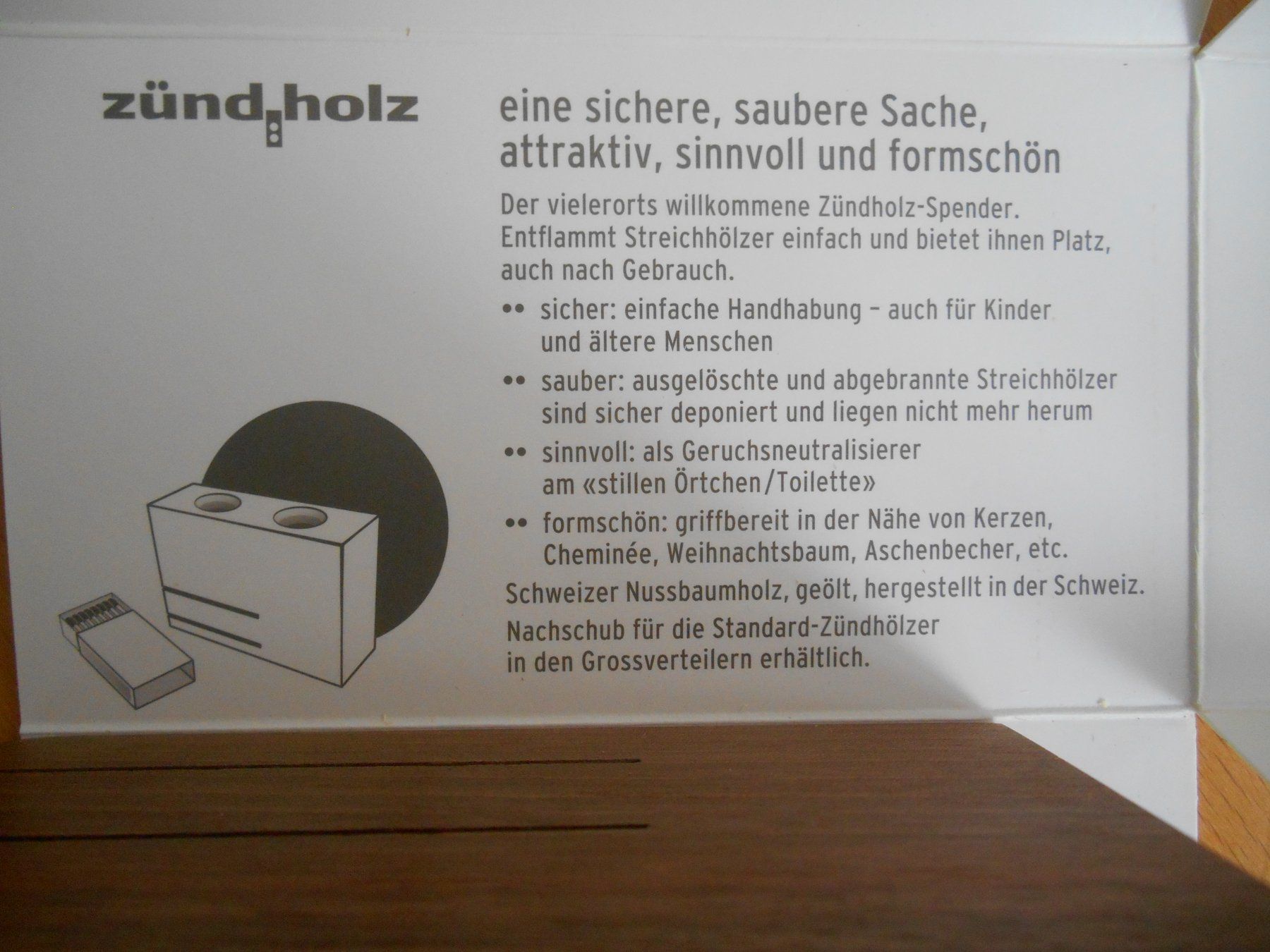 Feuerzeuge: Streichholz-Spender - NEU – Neu und originalverpackt aus Nussbaumen AG von MollyBI-20 2
