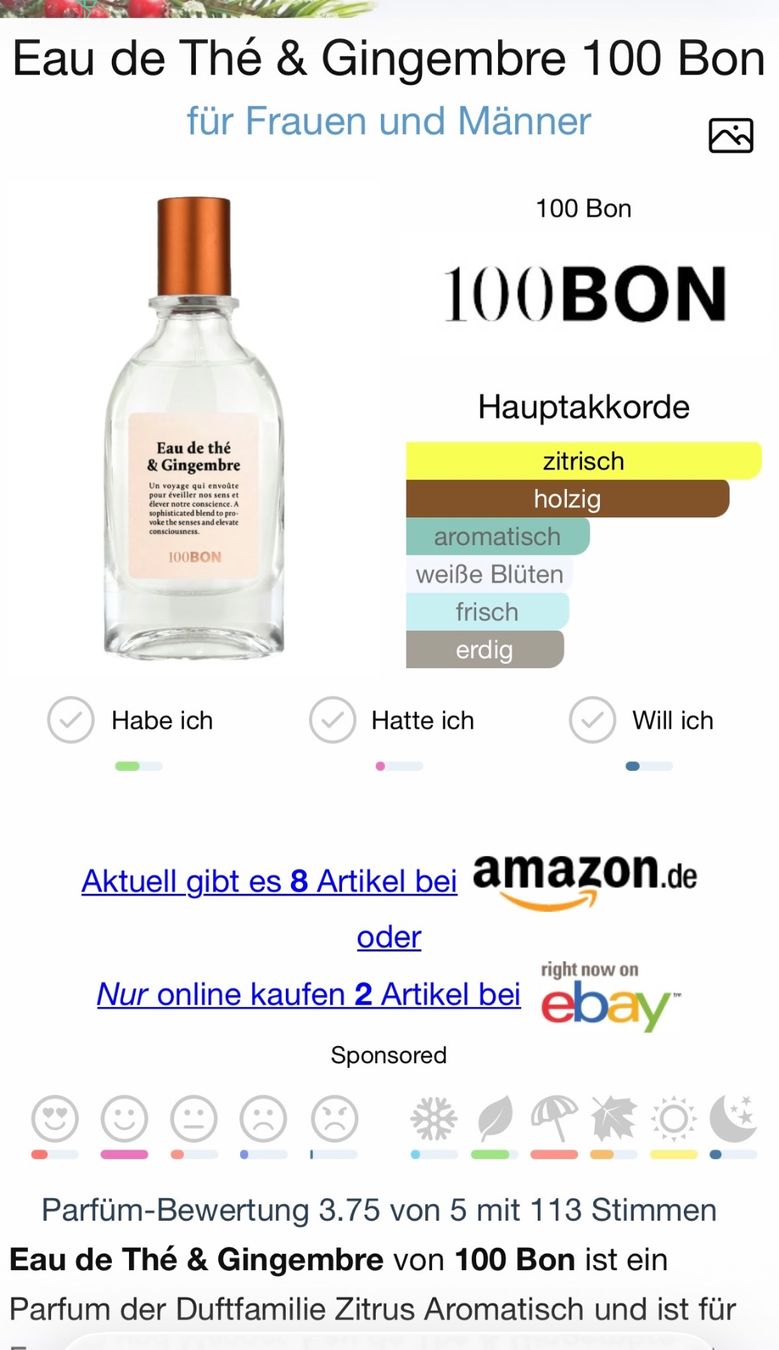 Parfum & Eau de Toilette: 100 Bon Eau de Thé & Gingembre Abfüllung 5ml.. – Gebraucht aus Zürich von deruja 2