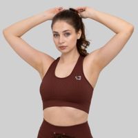 Damen Sport BH High Support Nahtlos Braun XL Fitness YAKWARY