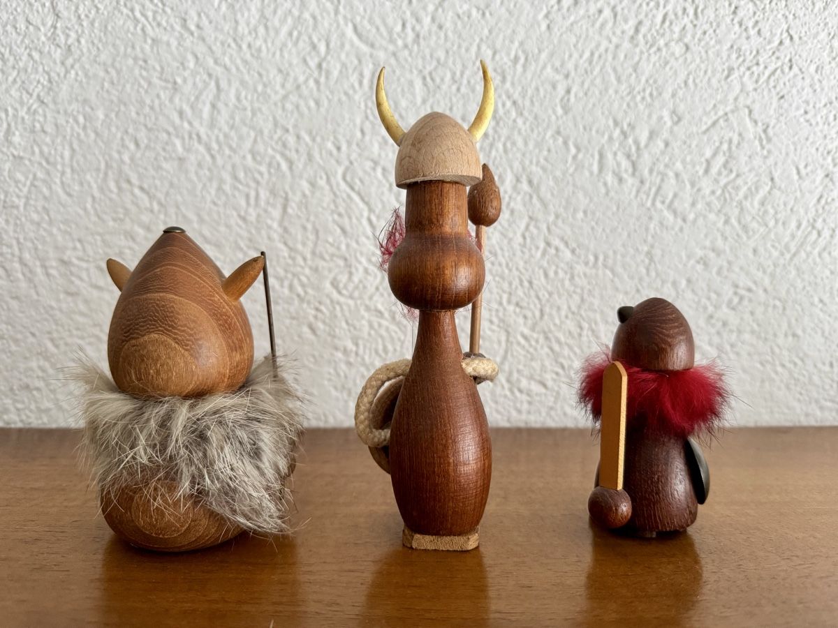 Statuette: Dänische Holzfiguren, Wikinger, 3 Stück – Usato da Wolfwil venduto da whyjoker 1