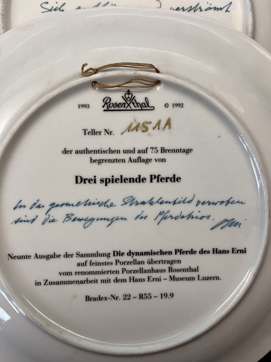 Rosenthal Piatti: Pferde Sammelteller Hans Erni Rosenthal Wandteller Teller – Usato da Frauenfeld venduto da Babytimmy 5