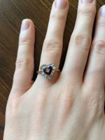 Vintage Damen Ring Silber Herz Email Gr. 54-55