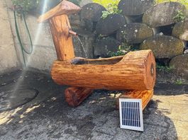 Holzbrunnen, Solar Brunnen Gartenbrunnen 