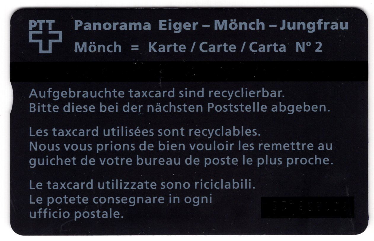 Schede telefoniche: 10.- Mönch - Schalter Taxcard mit ABART – Usato da Eglisau venduto da Chperfins 1