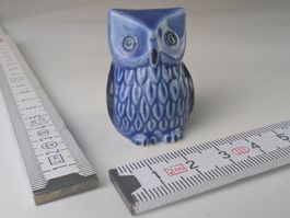 Deko Eule aus Keramik, Vintage Stil, Blau - Top Zustand