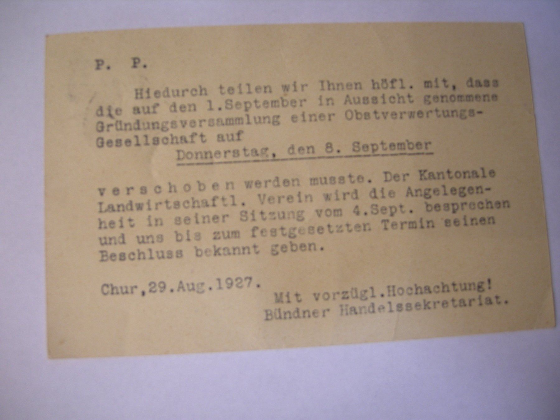 Tutti i francobolli: 1926, 2 POSTKARTEN SCHWEIZERISCHE HANDELSBÖRSE NACH CHUT – Usato da Rüti ZH venduto da jupi1945 1