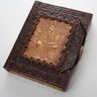 Lederbuch Tagebuch Leder mit Kupfer Notizbuch Ganesh 15x13cm
