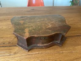 Antike Holzschatulle mit Schloss, Vintage Truhe Shabby Ch...