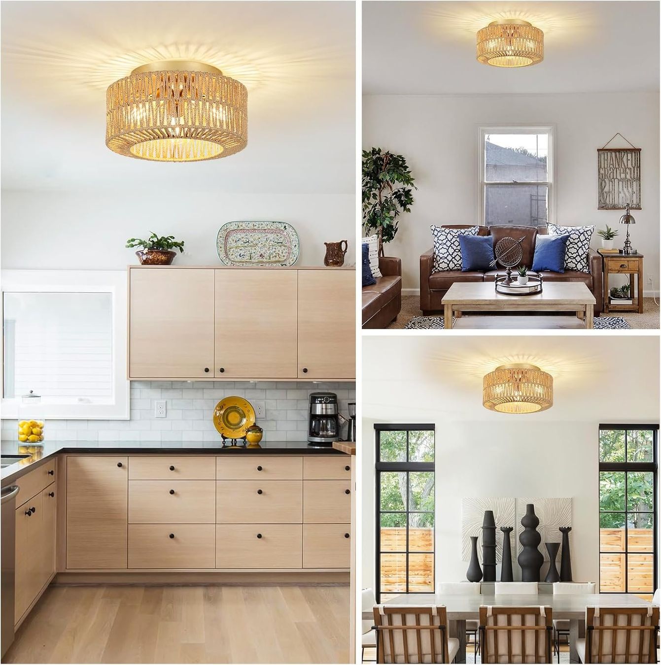 Kronleuchter & Deckenlampen: Deckenleuchte Deckenlampe Rattanlampe 3 flammig mit E27 – Neu und originalverpackt aus Dörflingen von Nixhub 8
