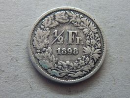 Alte schöne 50 Rappen  1898  -  ungereinigt  -