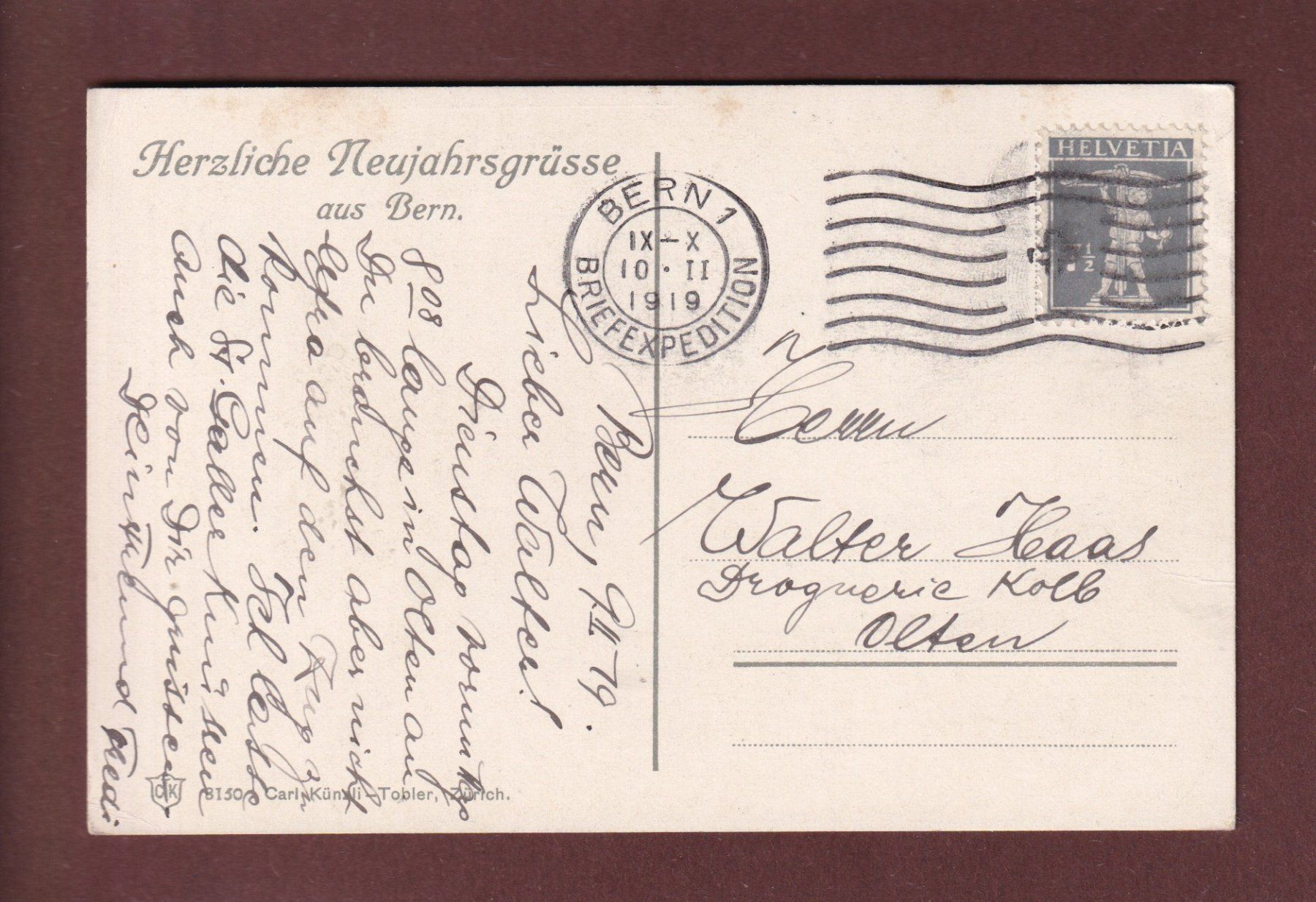Cartoline postali: BERN - Neujahr 1919 – Usato da Pully venduto da nicecards 1