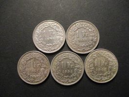 5 x 1.- Fr  1921-45-57-58-63 Superbes pièces Superbe qualité