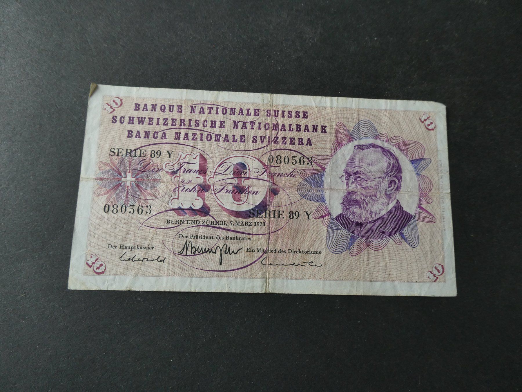 Banconote: Schweiz 1973, 10 Franken – Usato da Hinterforst venduto da Rohusri