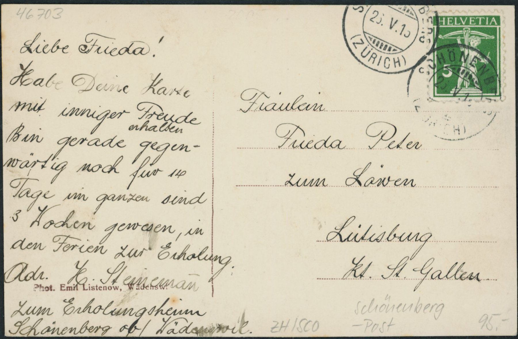Cartes postales: ZH Schönenberg - Post – D'occasion à Schindellegi par leecollect 1