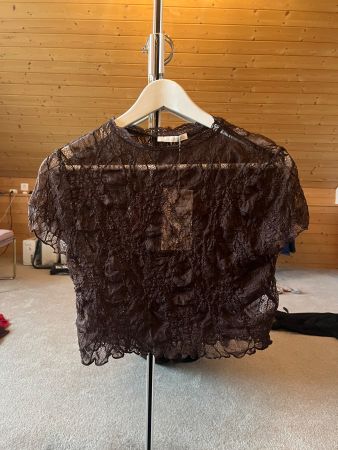 NEU Zara Shirt Spitze, braunes Spitzenoberteil, Grösse M