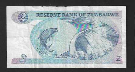 Banknoten: Zimbabwe  -  2  Dollars  Gebraucht – Gebraucht aus Gordola von coinsandnotes